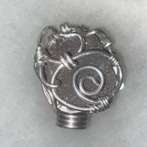 Large Handmade Silver Circle Swirl Stone Ring